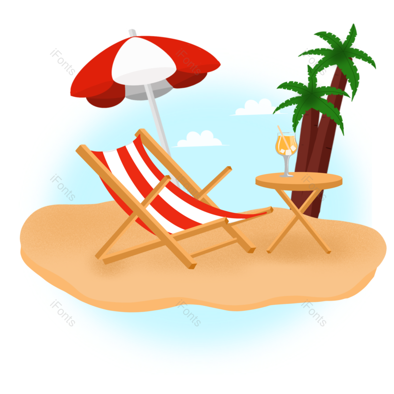 夏至图片,夏天元素,海边PNG,度假免抠素材